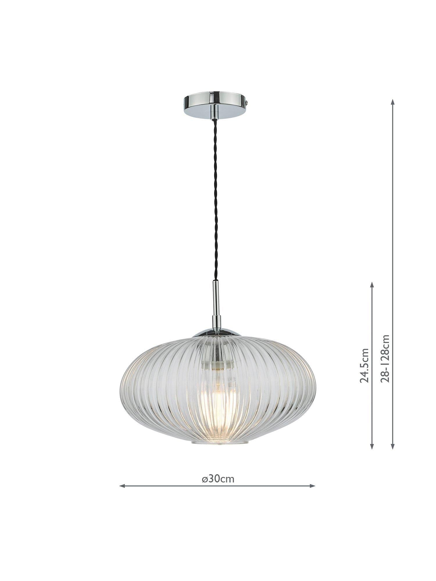 Där ribbed glass ceiling light clear polished chrome, UK version