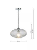 Där ribbed glass ceiling light clear polished chrome, UK version