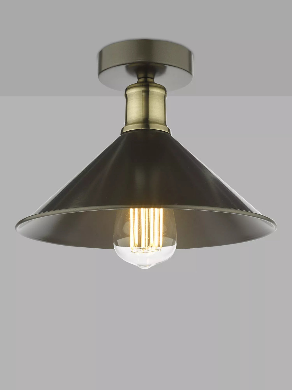 Där Jalen flush ceiling light graphite antique brass (British brand)