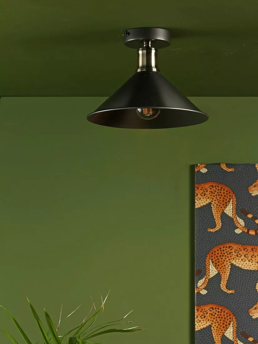 Där Jalen flush ceiling light graphite antique brass (British brand)