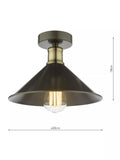 Där Jalen flush ceiling light graphite antique brass (British brand)