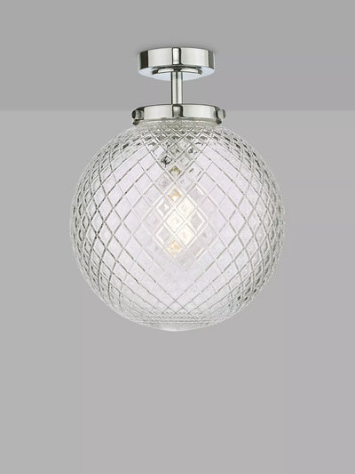 John Lewis Där Wayne Textured Glass Bathroom Ceiling Light Clear/Polished Chrome- Buy online at McGrocer