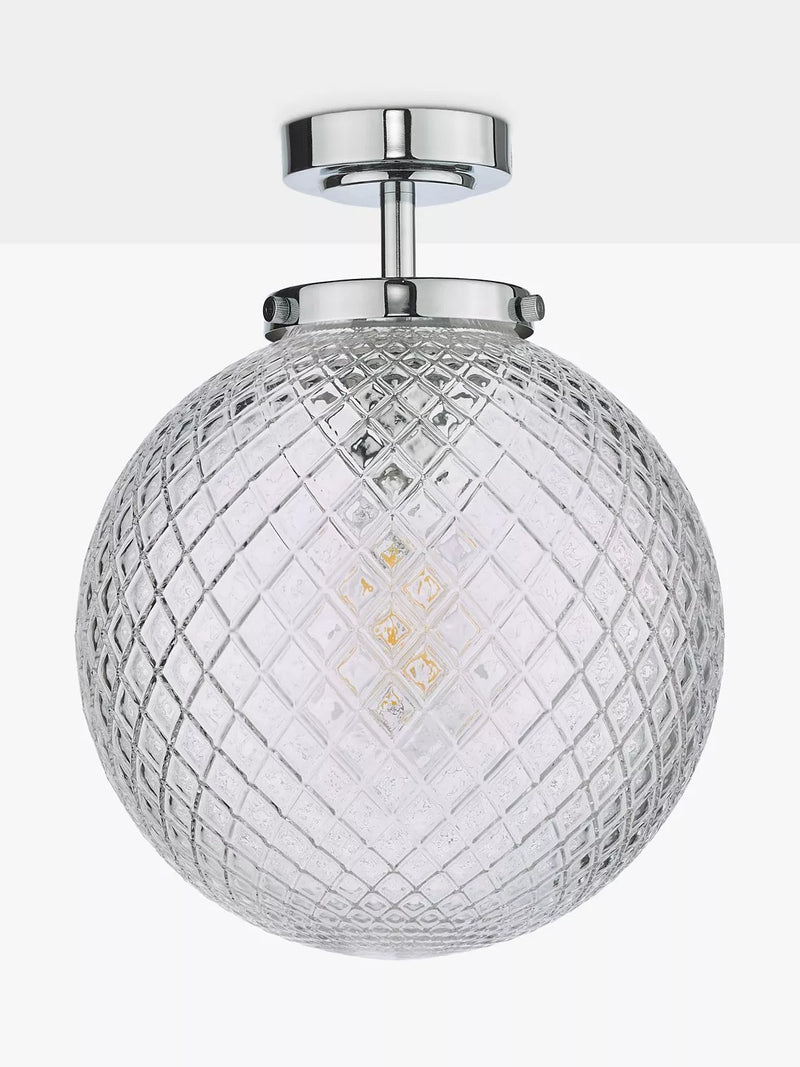 Där textured glass ceiling light polished chrome, imported from the UK
