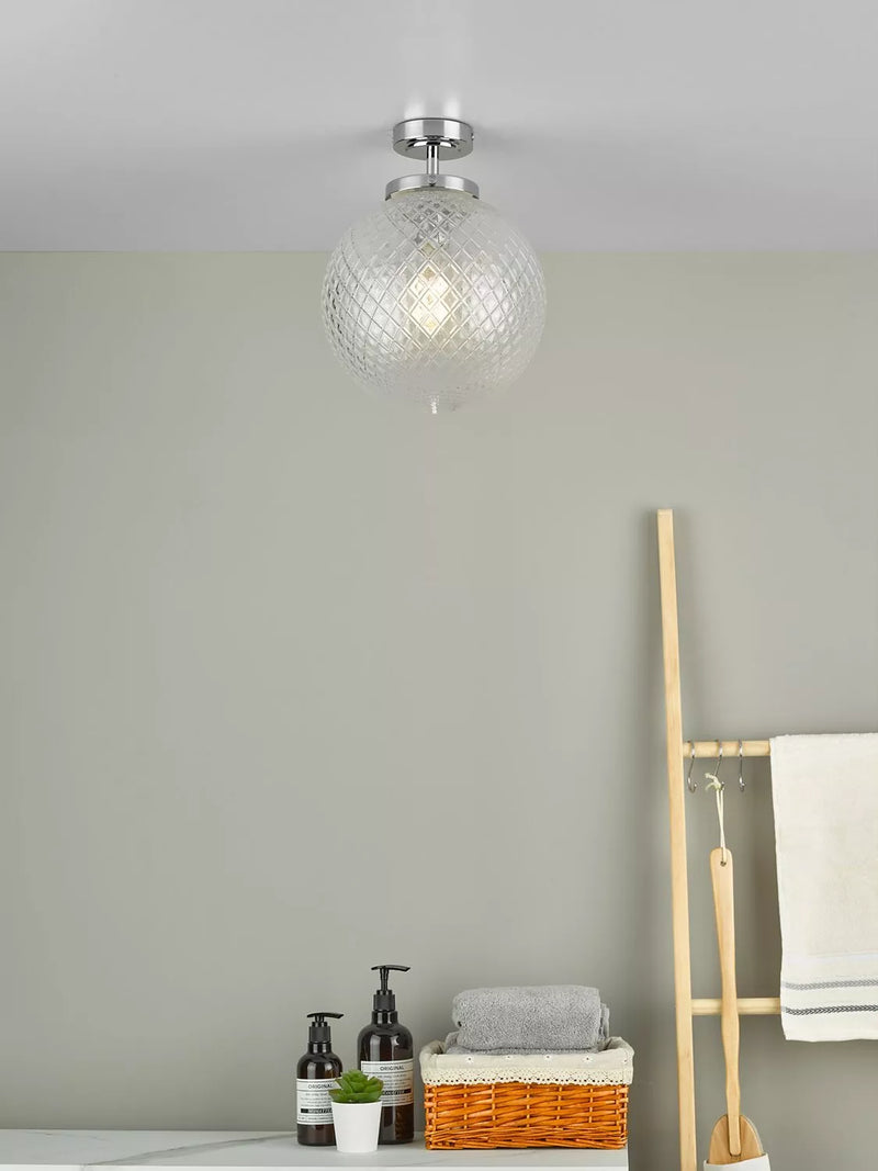 Där textured glass ceiling light polished chrome, imported from the UK
