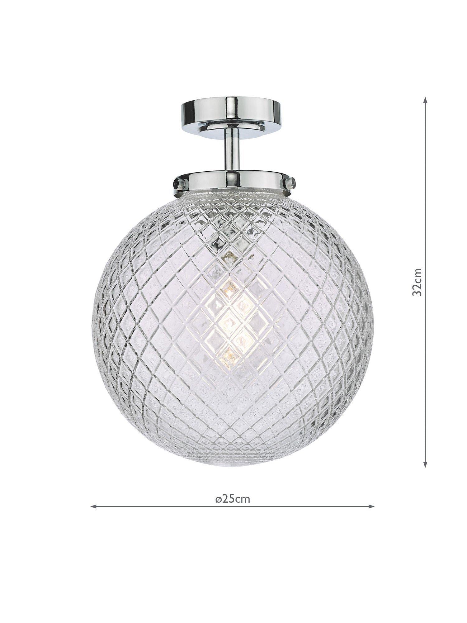 Där textured glass ceiling light polished chrome, imported from the UK