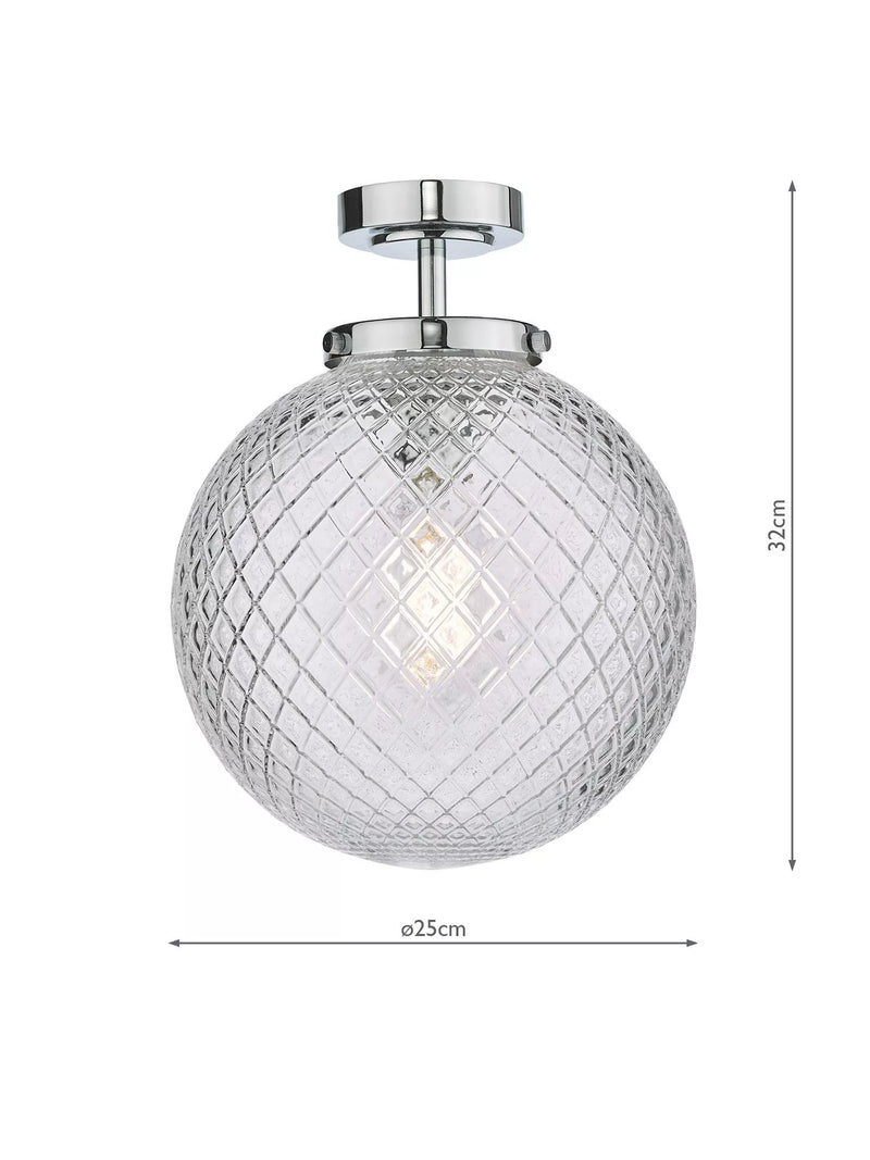 Där textured glass ceiling light polished chrome, imported from the UK