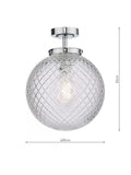 Där textured glass ceiling light polished chrome, imported from the UK