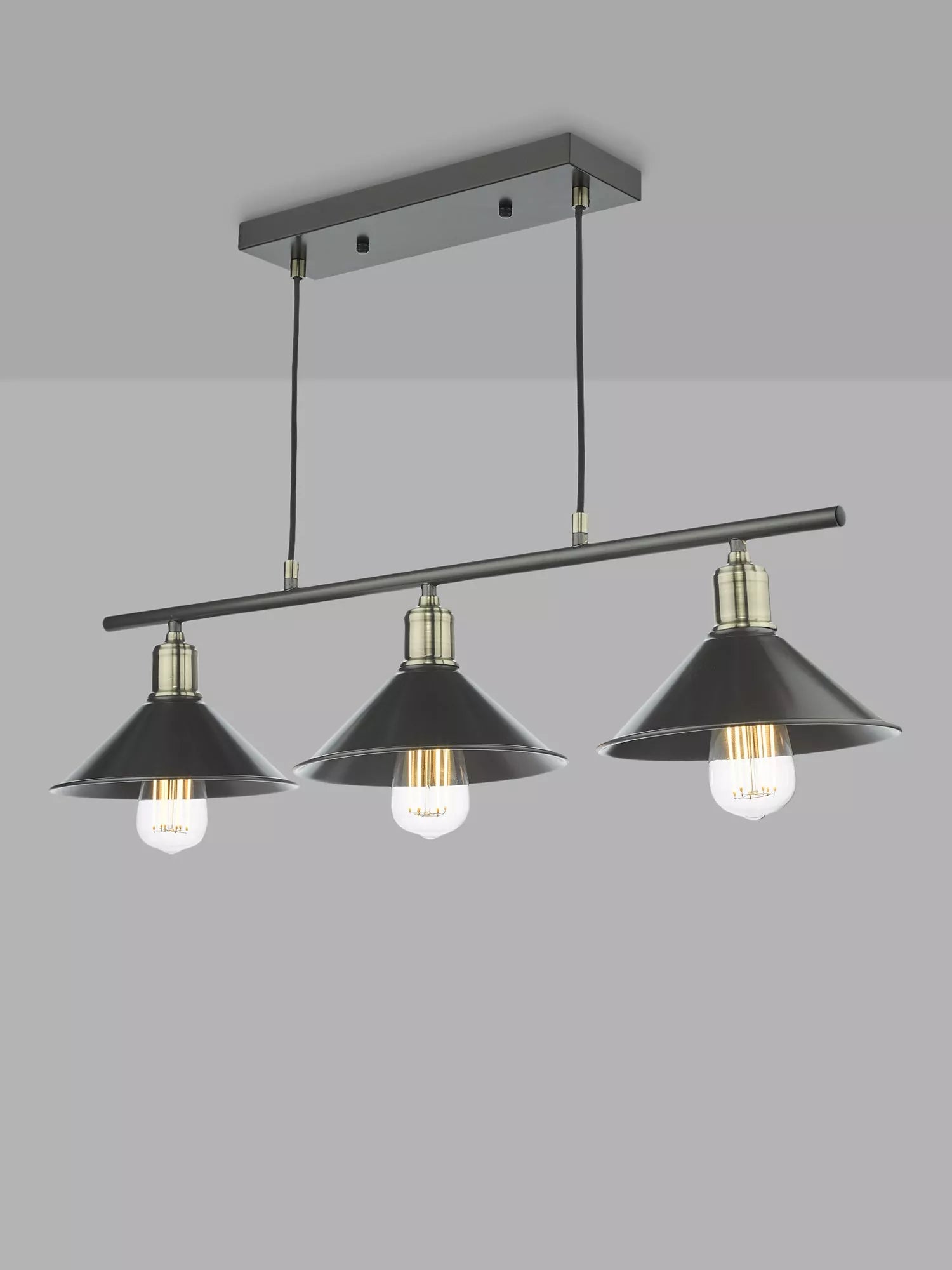 Där Jalen bar ceiling light graphite antique brass, imported from the UK