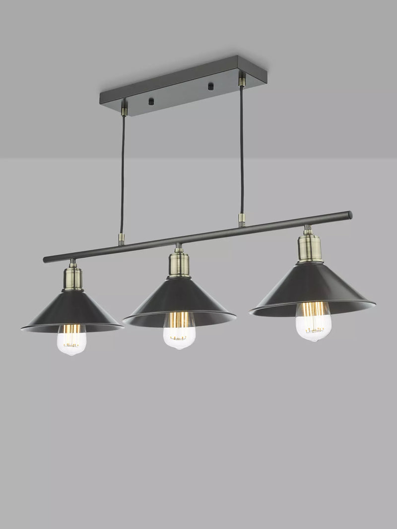 Där Jalen bar ceiling light graphite antique brass, imported from the UK