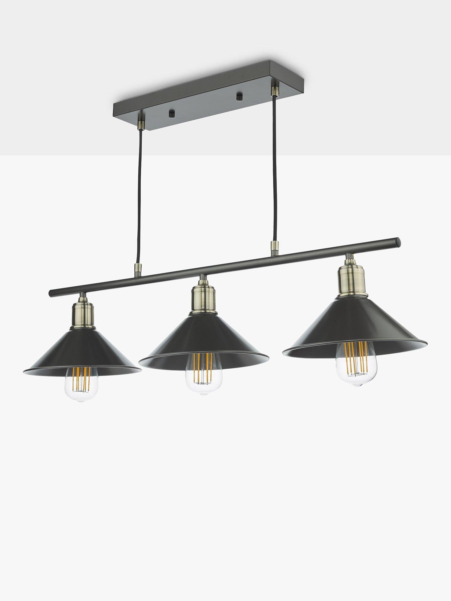 Där Jalen bar ceiling light graphite antique brass, imported from the UK