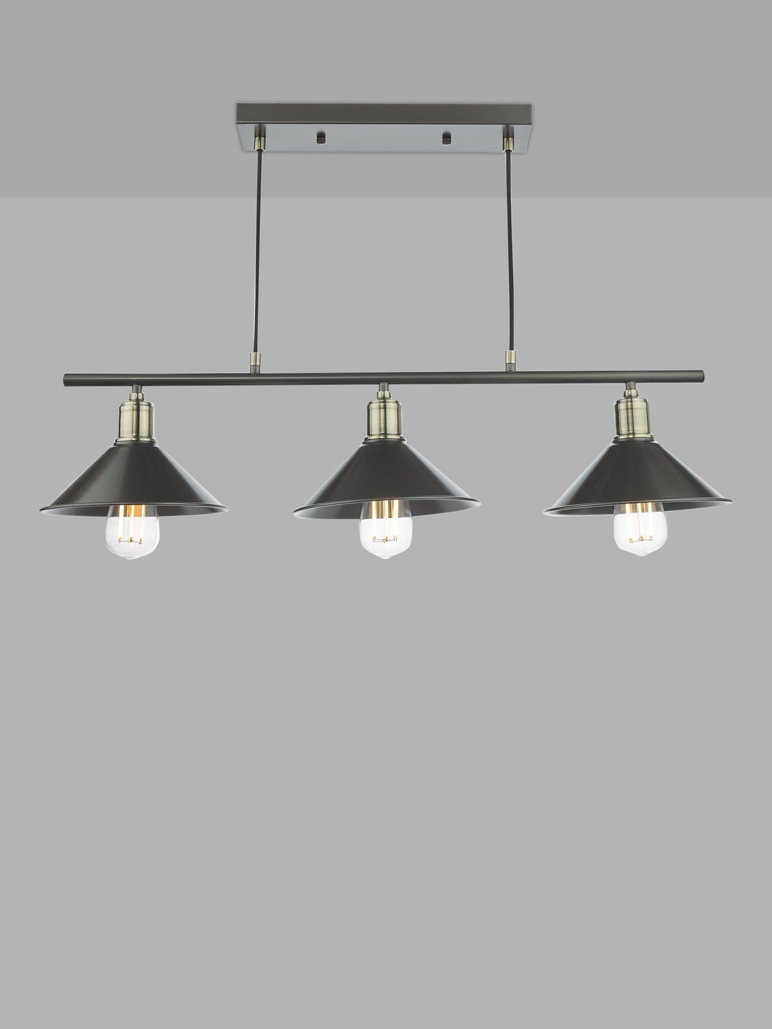Där Jalen bar ceiling light graphite antique brass, imported from the UK