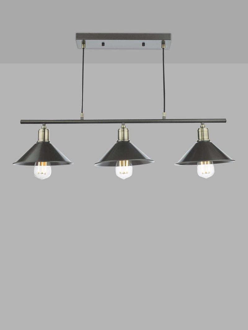 Där Jalen bar ceiling light graphite antique brass, imported from the UK