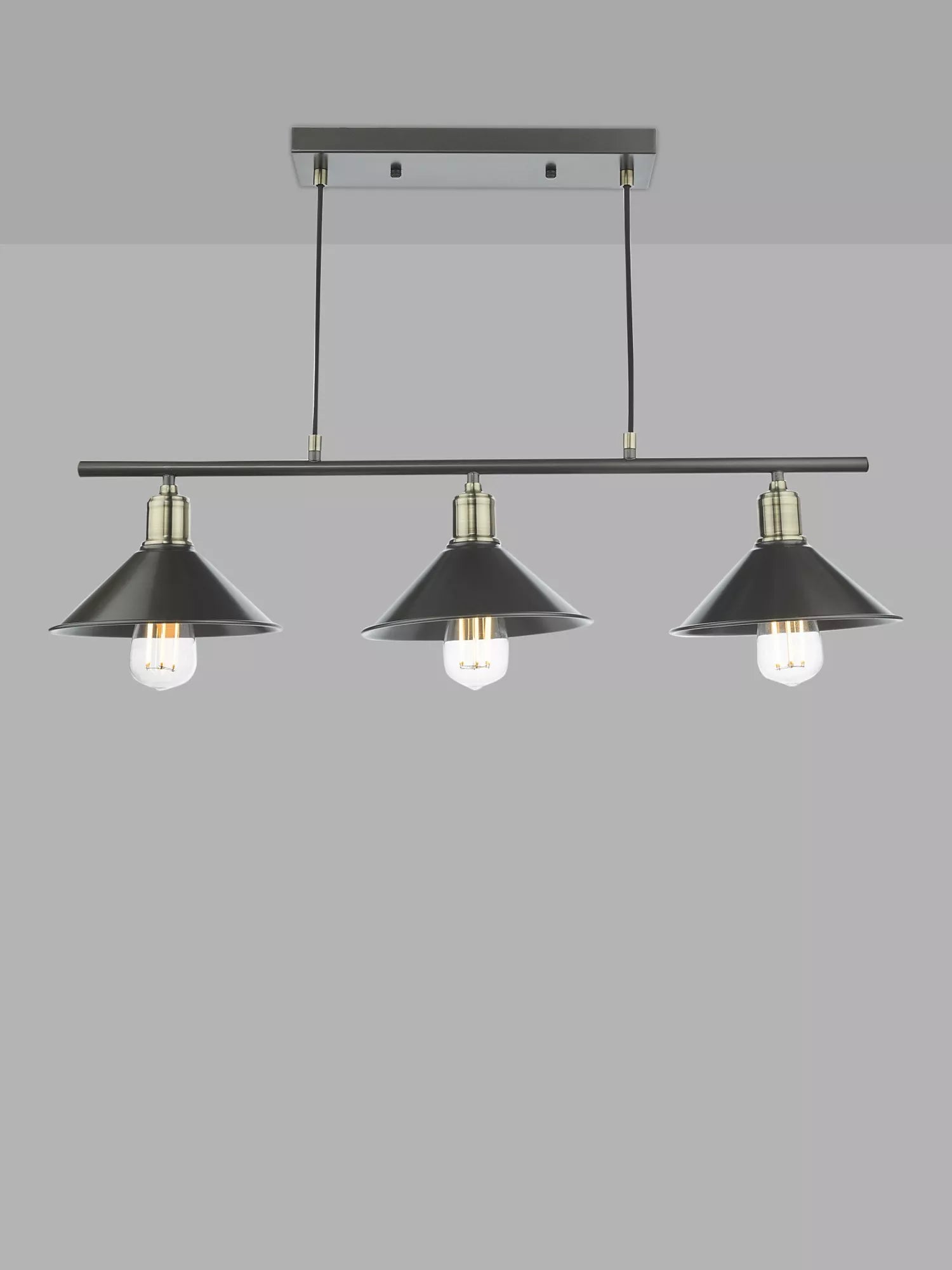 Där Jalen bar ceiling light graphite antique brass, imported from the UK