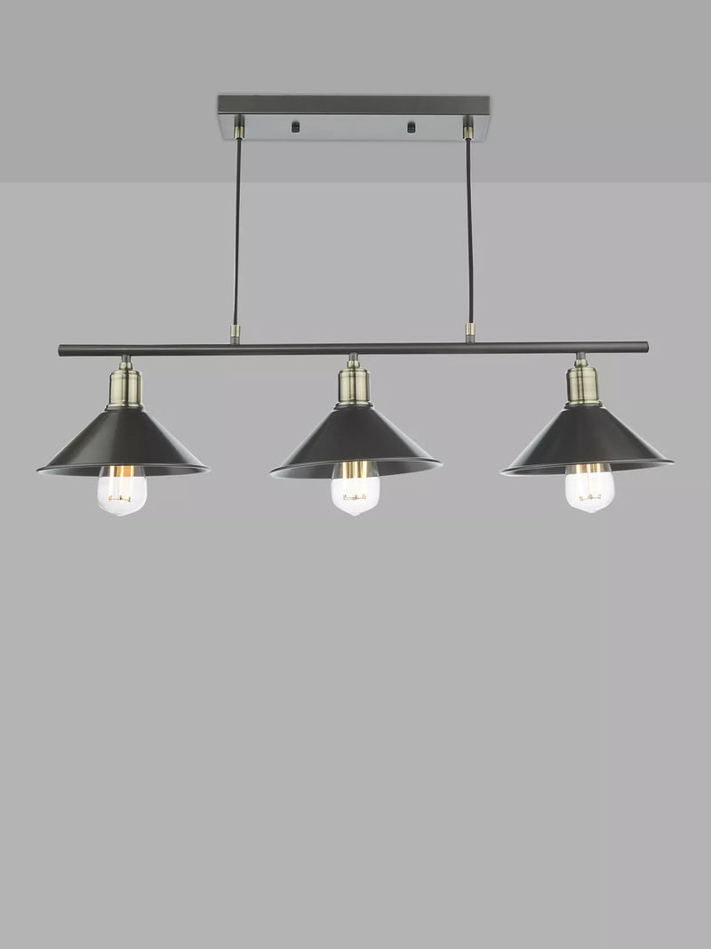 Där Jalen bar ceiling light graphite antique brass, imported from the UK