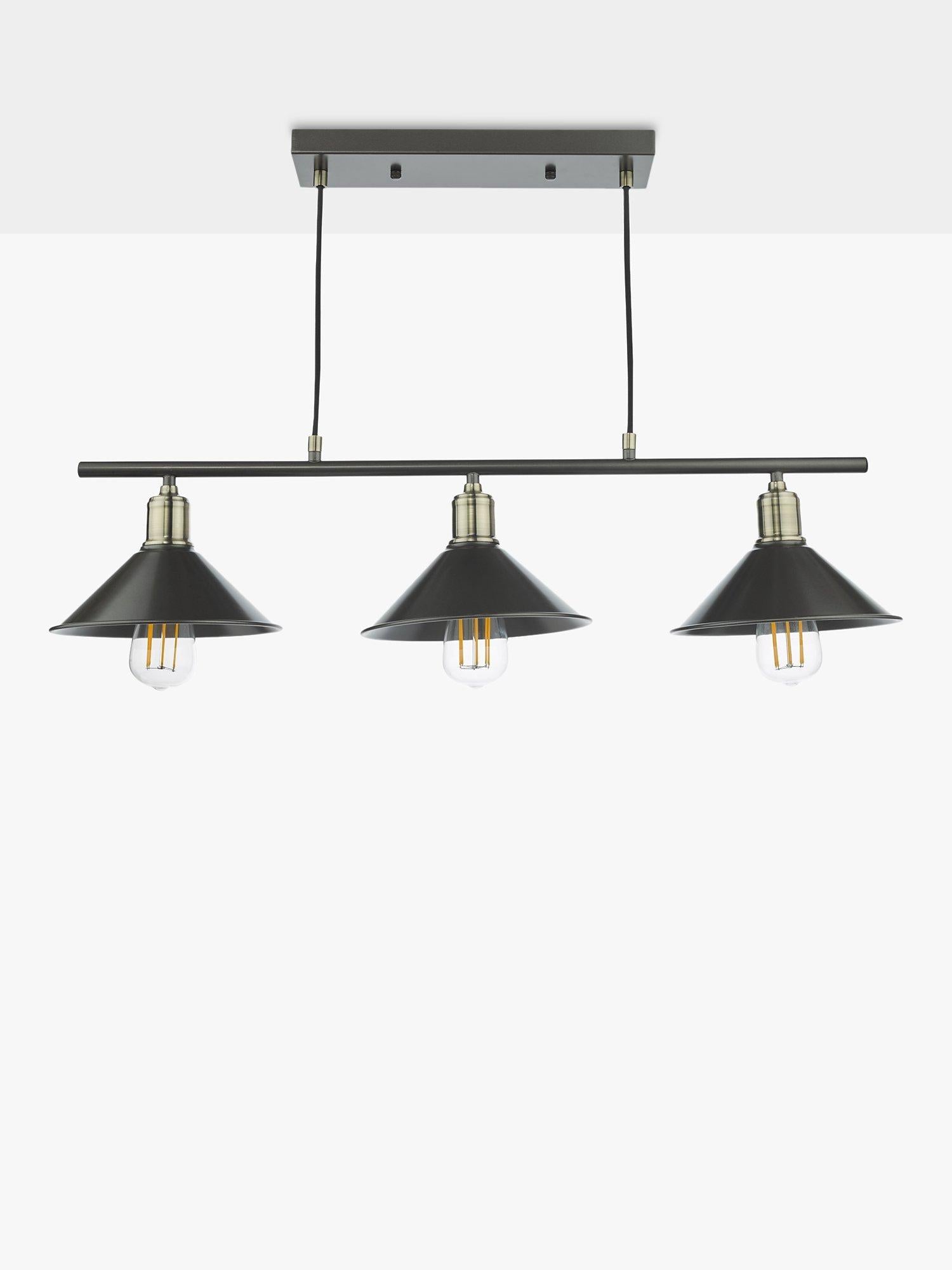 Där Jalen bar ceiling light graphite antique brass, imported from the UK