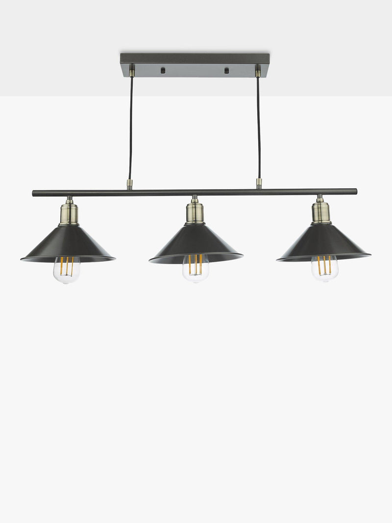 Där Jalen bar ceiling light graphite antique brass, imported from the UK