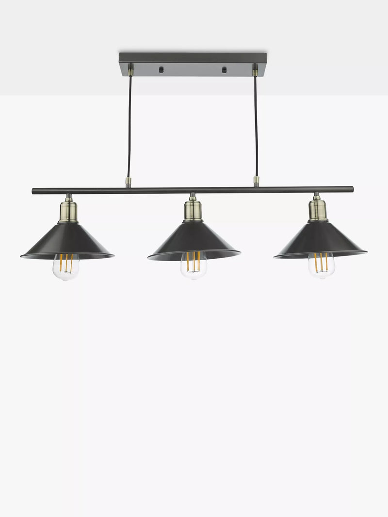 Där Jalen bar ceiling light graphite antique brass, imported from the UK