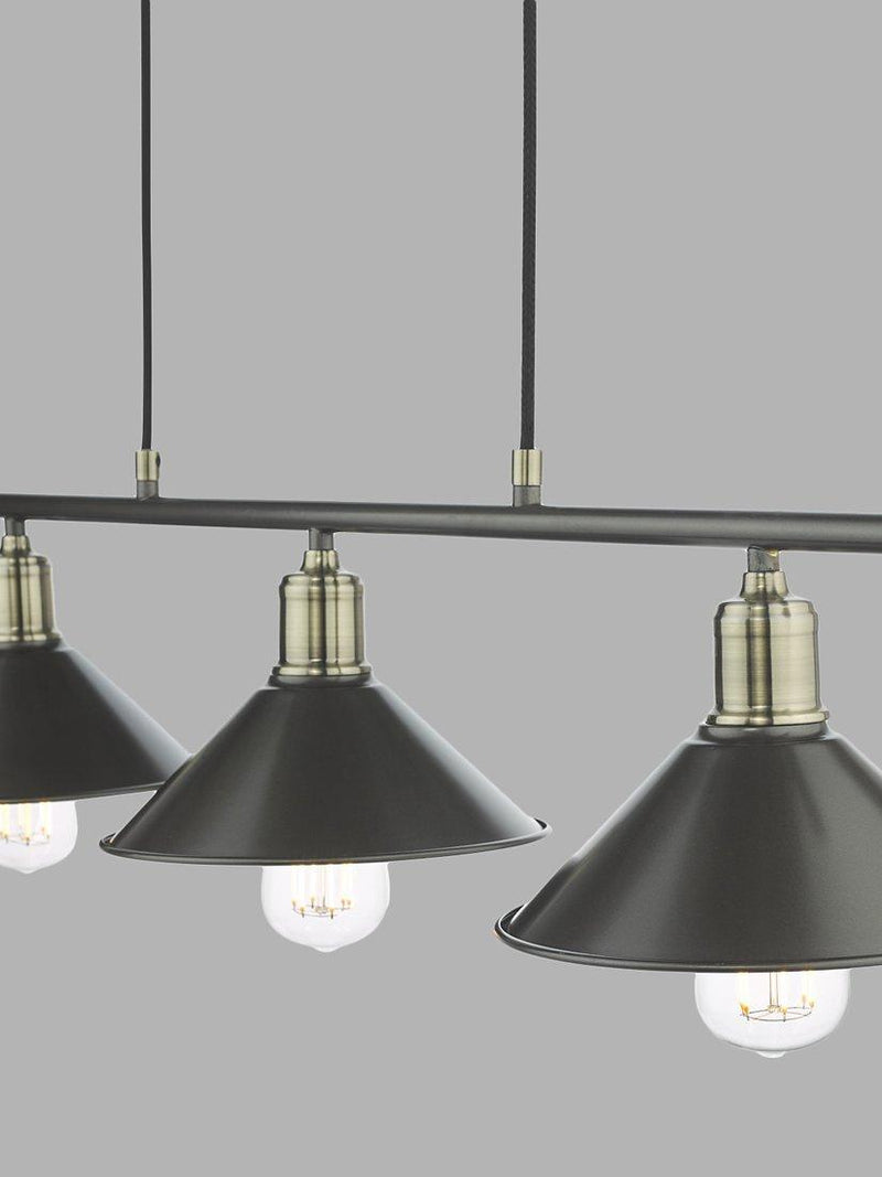 Där Jalen bar ceiling light graphite antique brass, imported from the UK