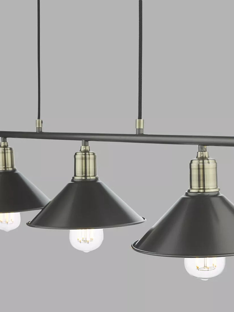 Där Jalen bar ceiling light graphite antique brass, imported from the UK