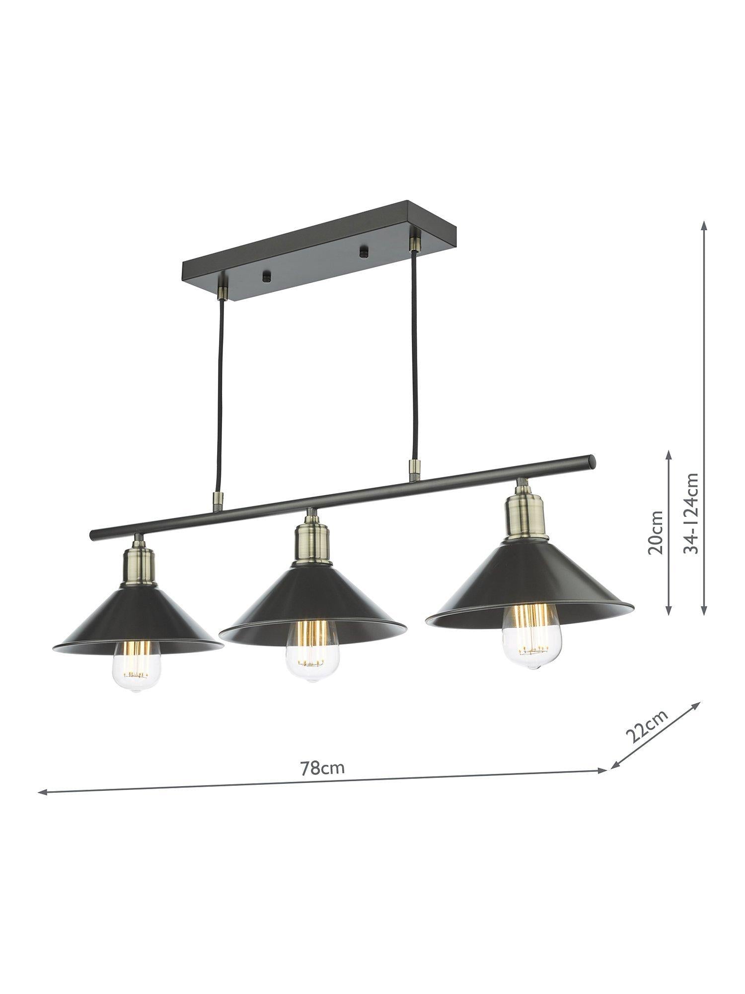 Där Jalen bar ceiling light graphite antique brass, imported from the UK