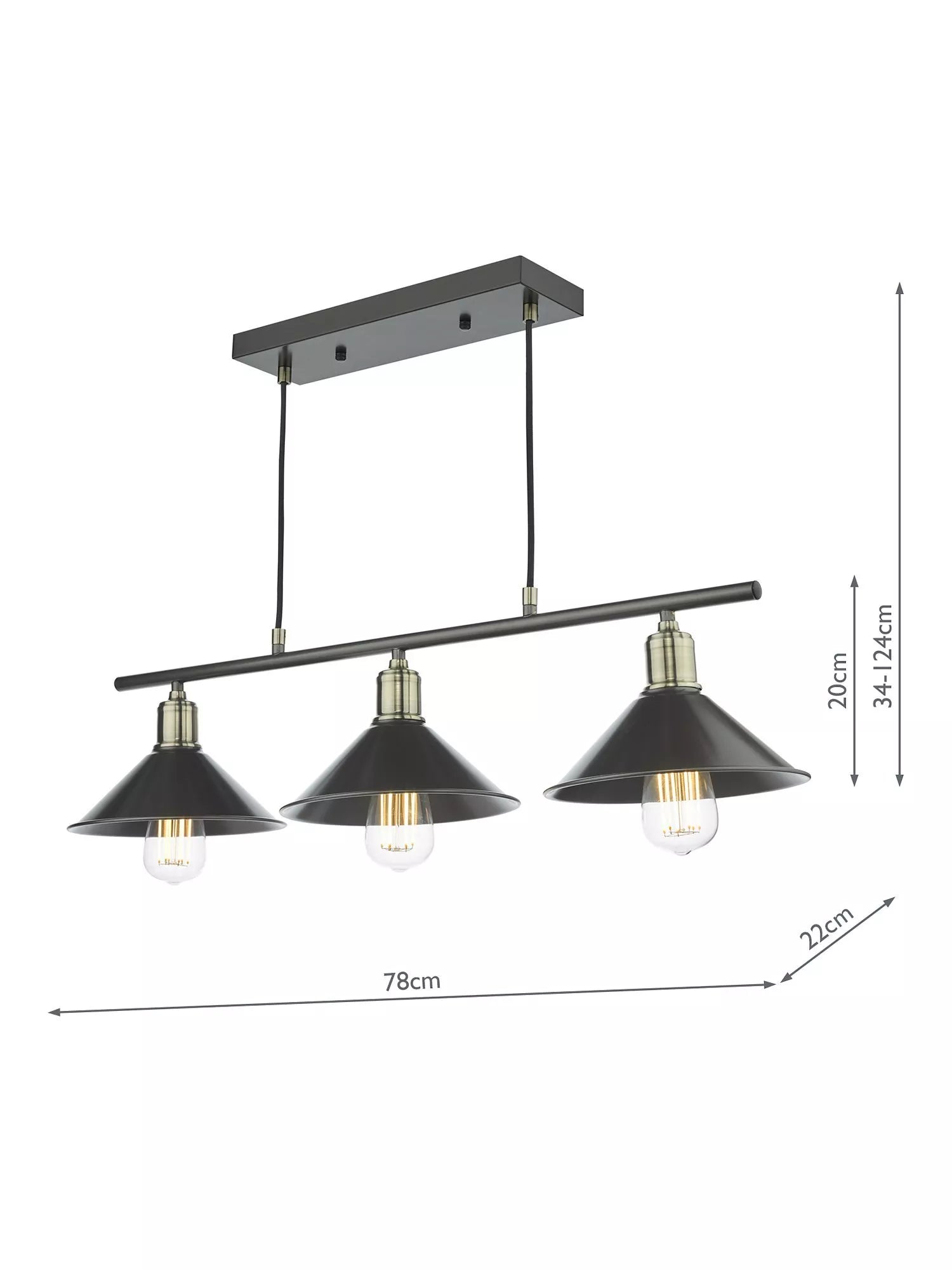 Där Jalen bar ceiling light graphite antique brass, imported from the UK
