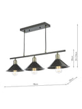 Där Jalen bar ceiling light graphite antique brass, imported from the UK