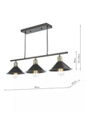 Där Jalen bar ceiling light graphite antique brass, imported from the UK