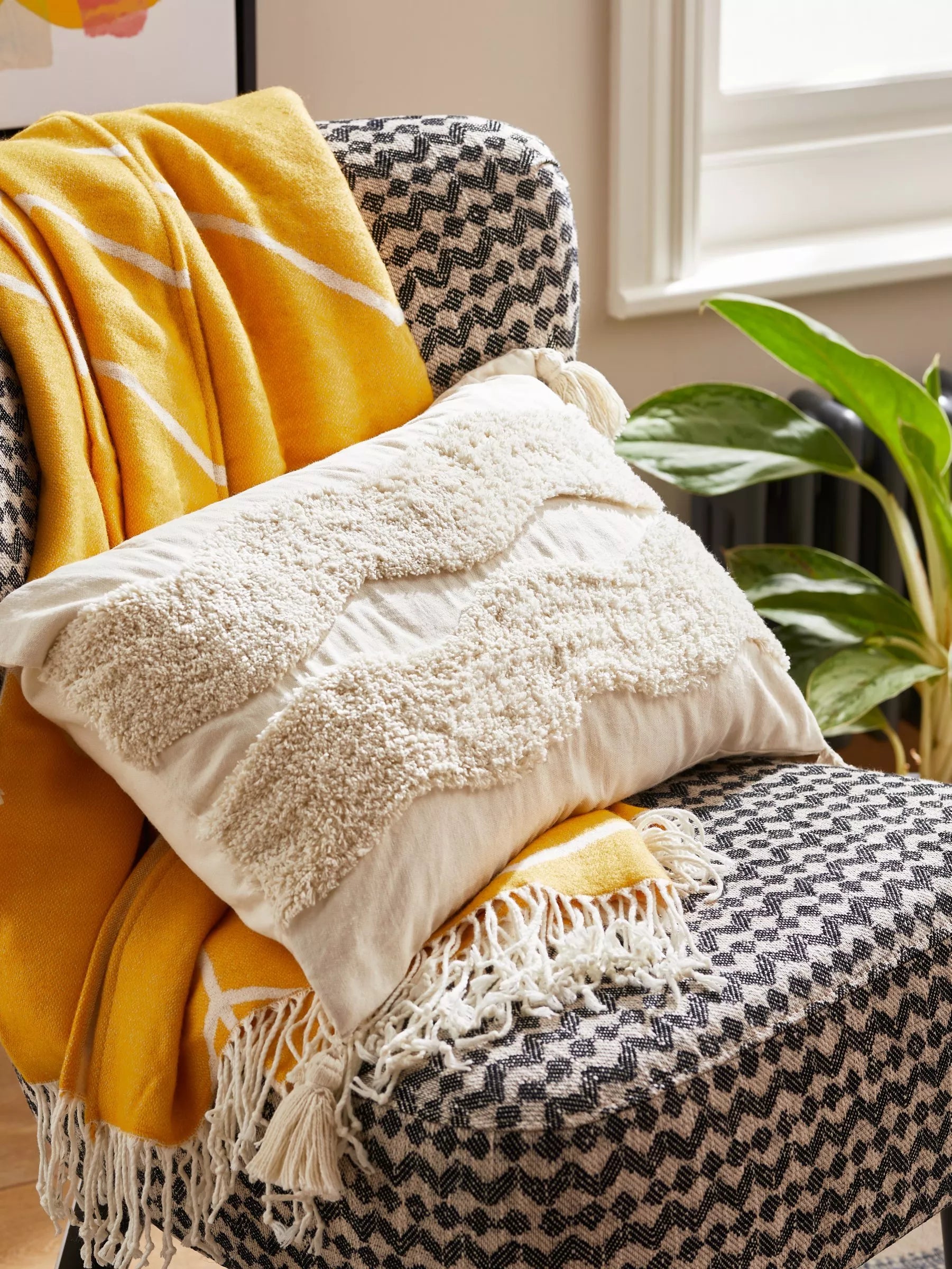 John Lewis tufted waves cushion 35x55cm, imported from the UK