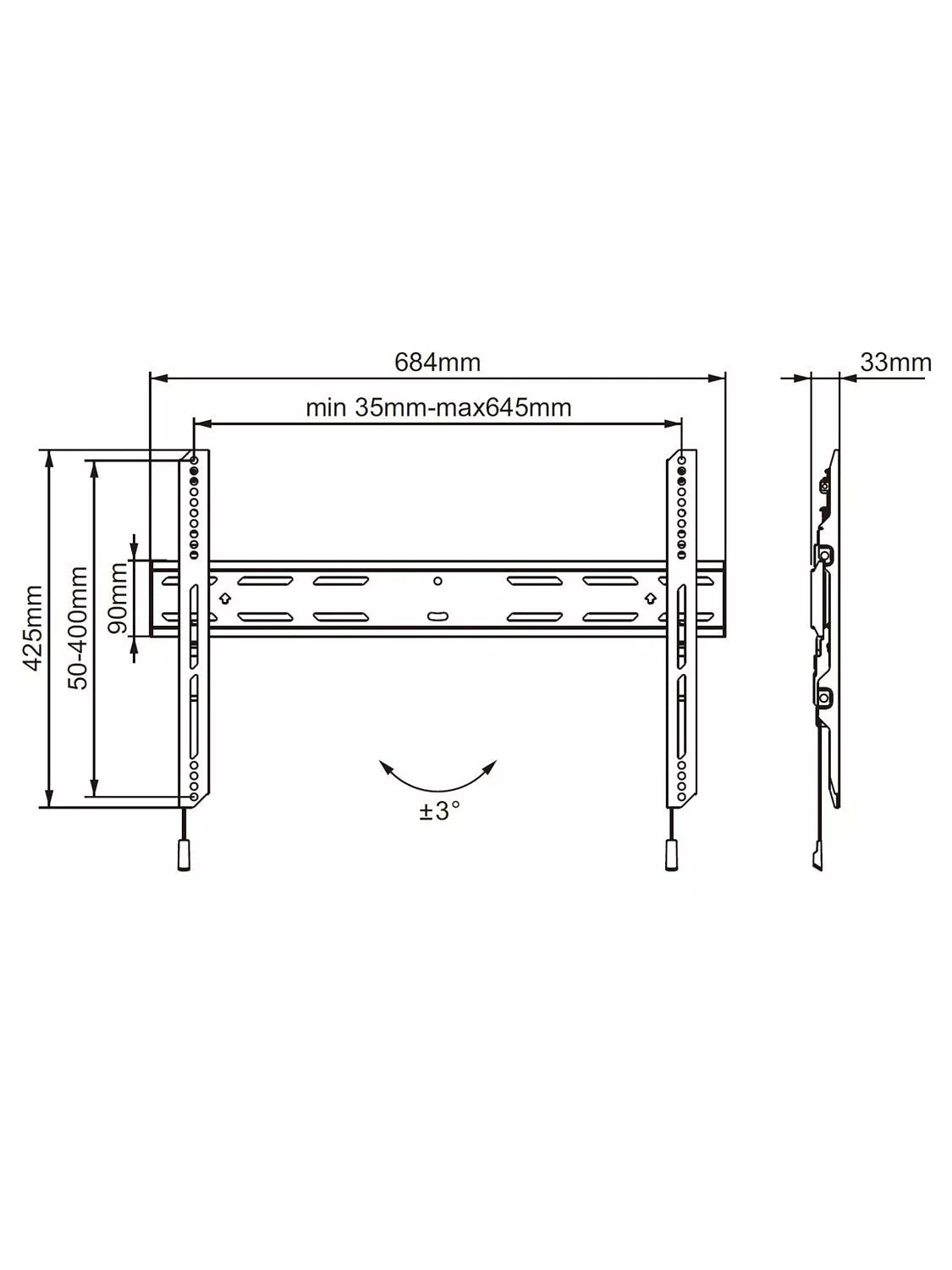 AVF outdoor flat TV wall mount for 40-75 inch TVs, black, imported from the UK
