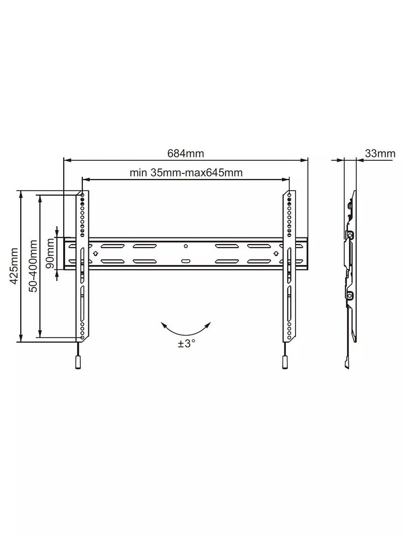 AVF outdoor flat TV wall mount for 40-75 inch TVs, black, imported from the UK