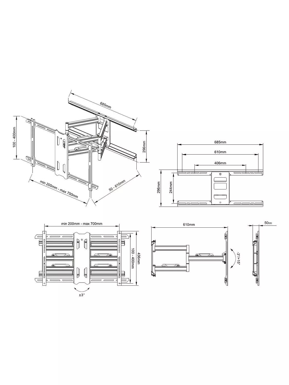 AVF outdoor TV wall mount 55-80 inch - British product
