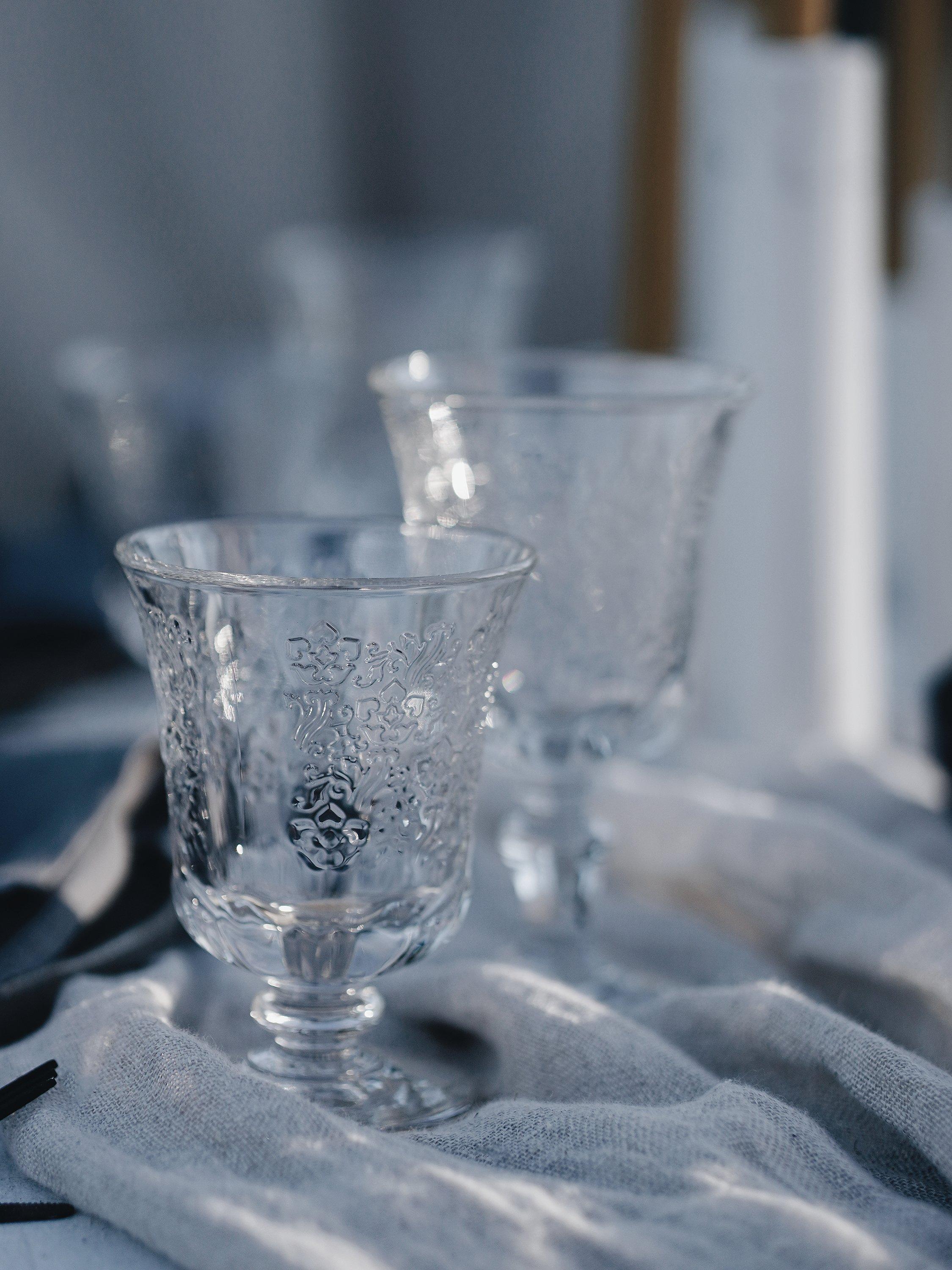 Set of six La Rochère Amboise 290ml clear glass wine goblets, UK version