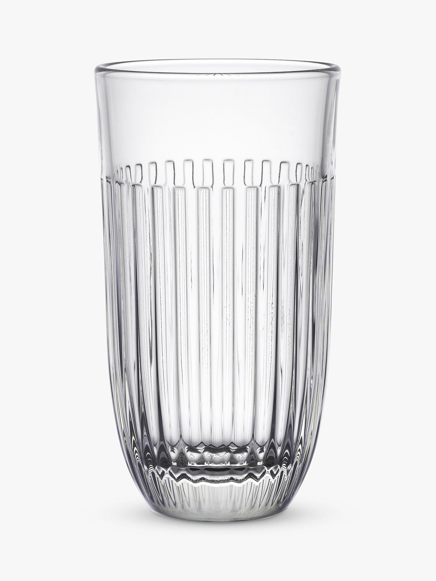 La Rochère clear highball glass set of 6 with embossed lines, 450ml, UK version