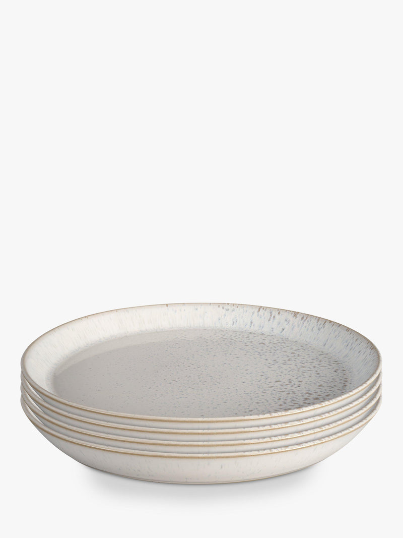 Set of 4 Stoneware Dinner Plates 26cm in Natural Finish