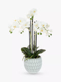 Floralsilk artificial white orchid in geometric pot - British product