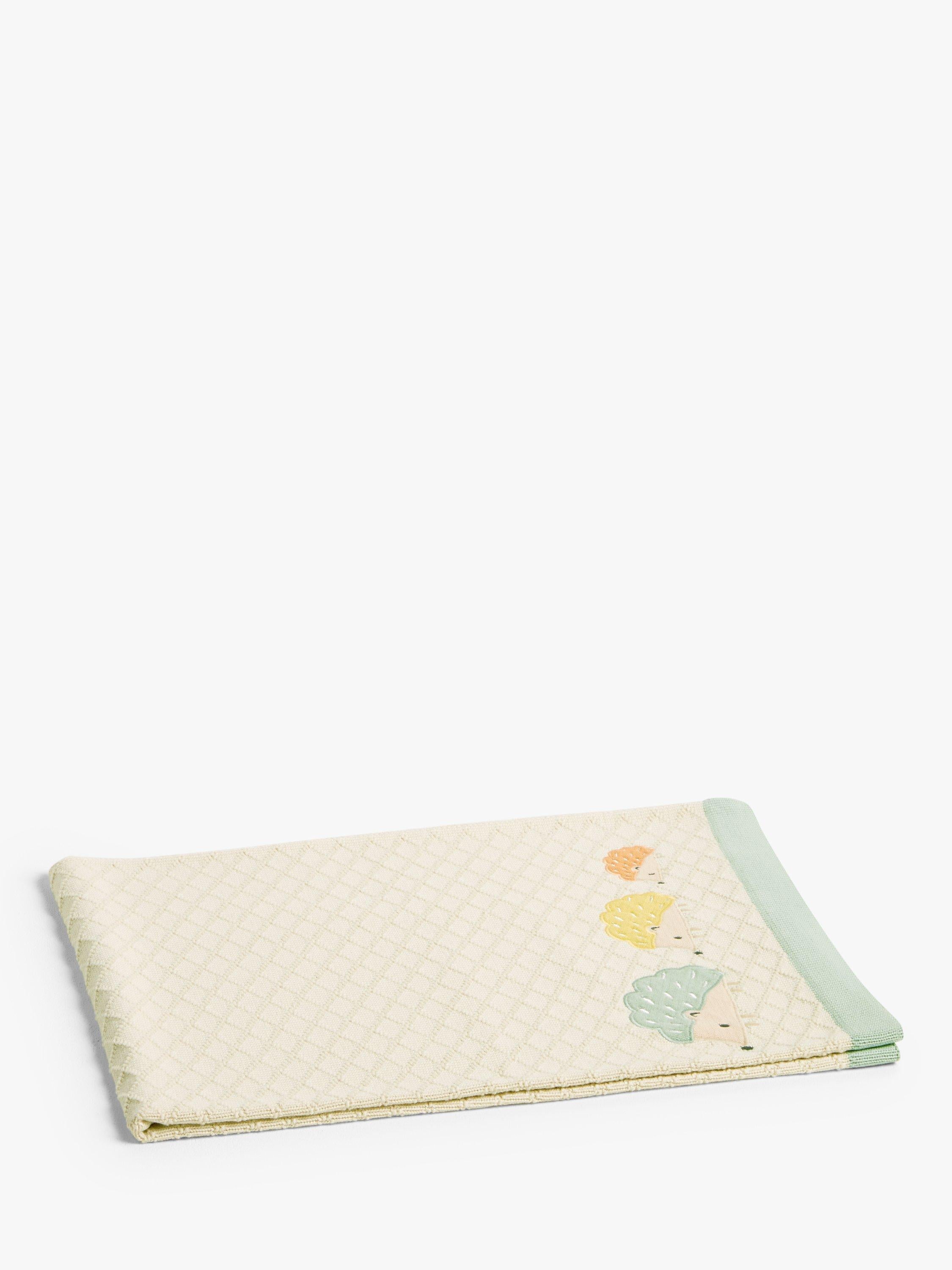 John Lewis cotton knitted baby blanket with hedgehog design 100 x 75cm, UK version