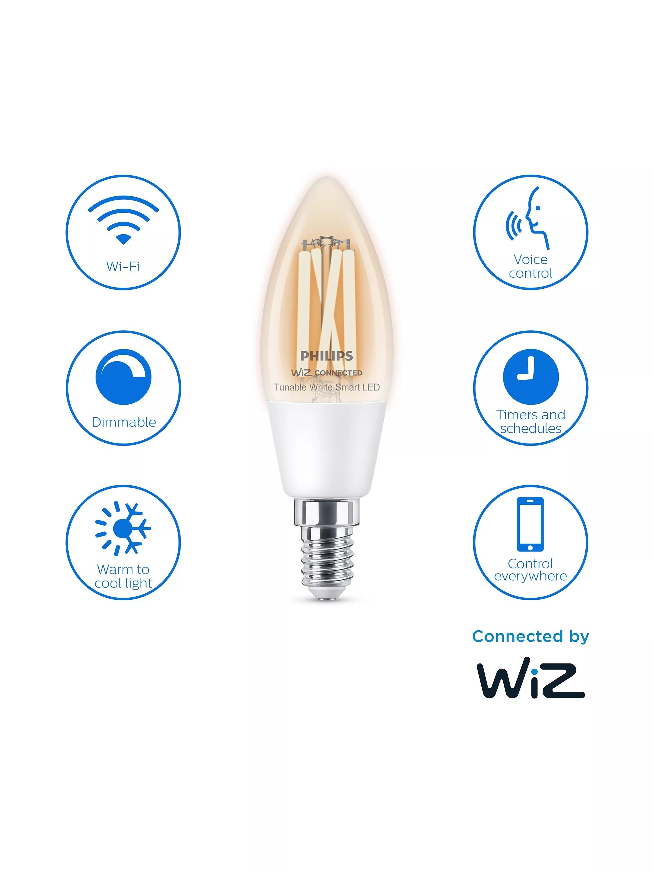 Philips Smart LED Bulb Candle E14 4.9W (British brand)