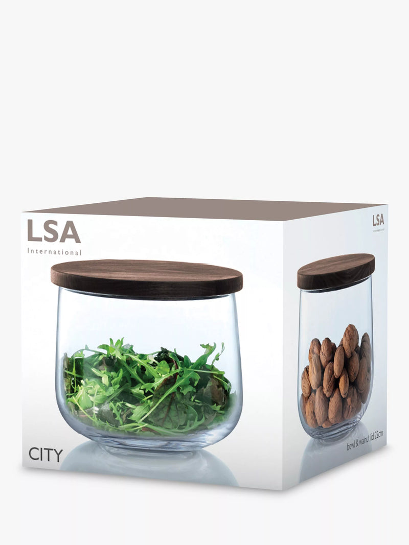 LSA International salad bowl with walnut lid, British brand