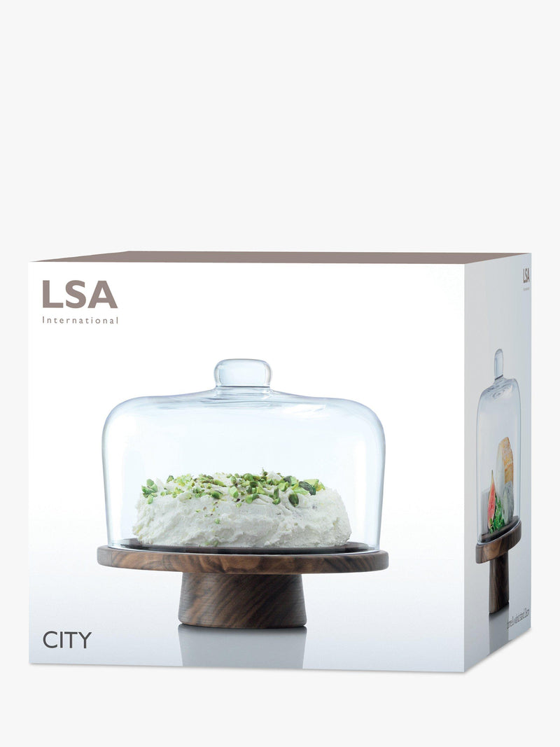 LSA International glass cake and cheese dome clear natural 26cm, UK version