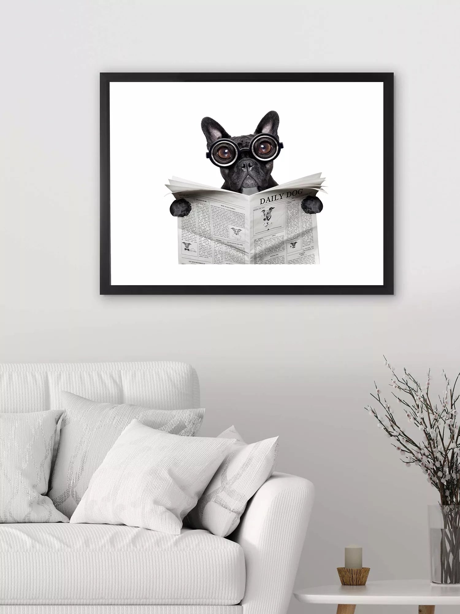 Brookpace Lascelles framed print Bulldog News 45.5x55.5cm, imported from the UK