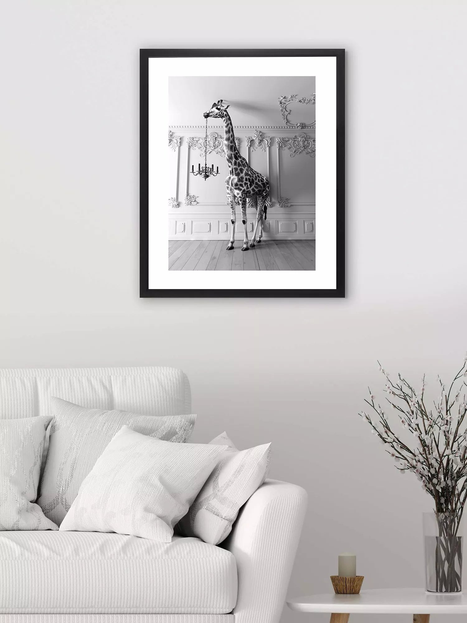 Brookpace Lascelles giraffe chandelier framed print 86x66cm (British brand)