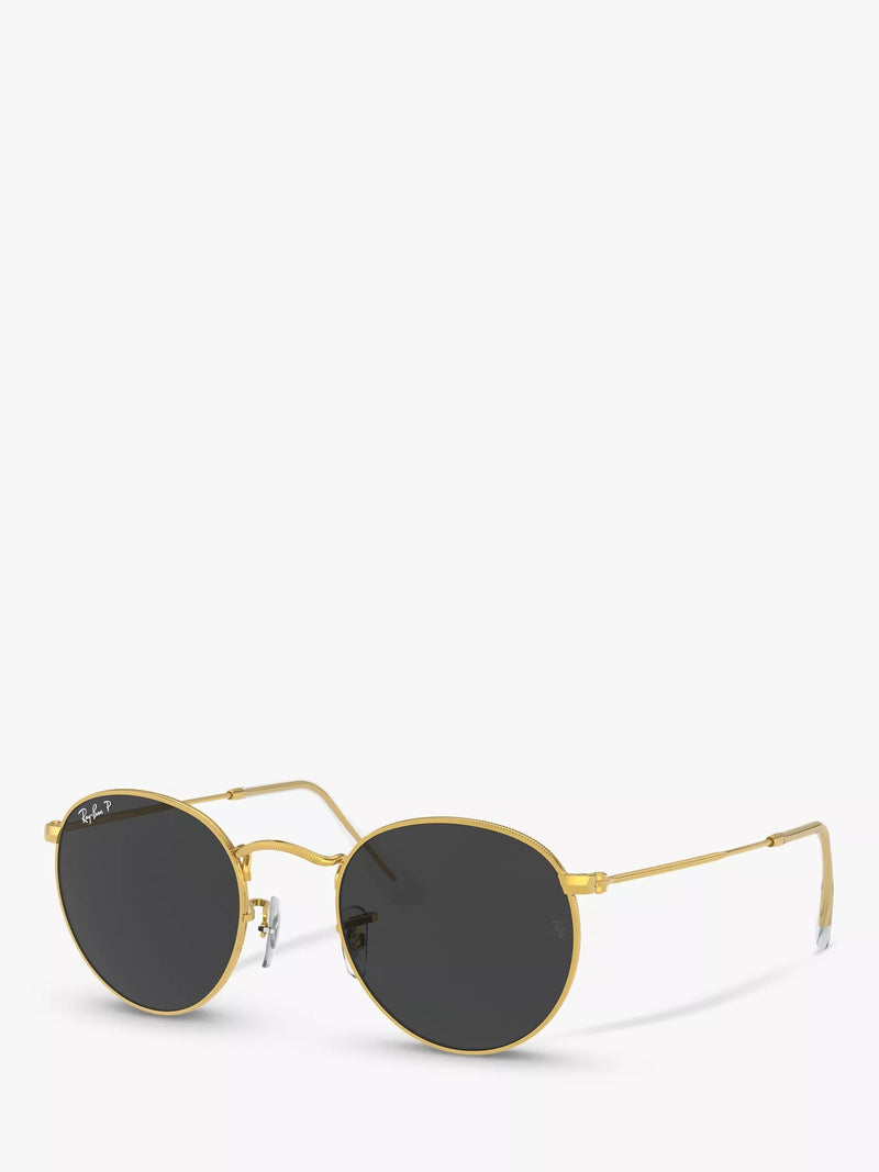 Ray-Ban RB3447 polarised round metal sunglasses gold/black - British product