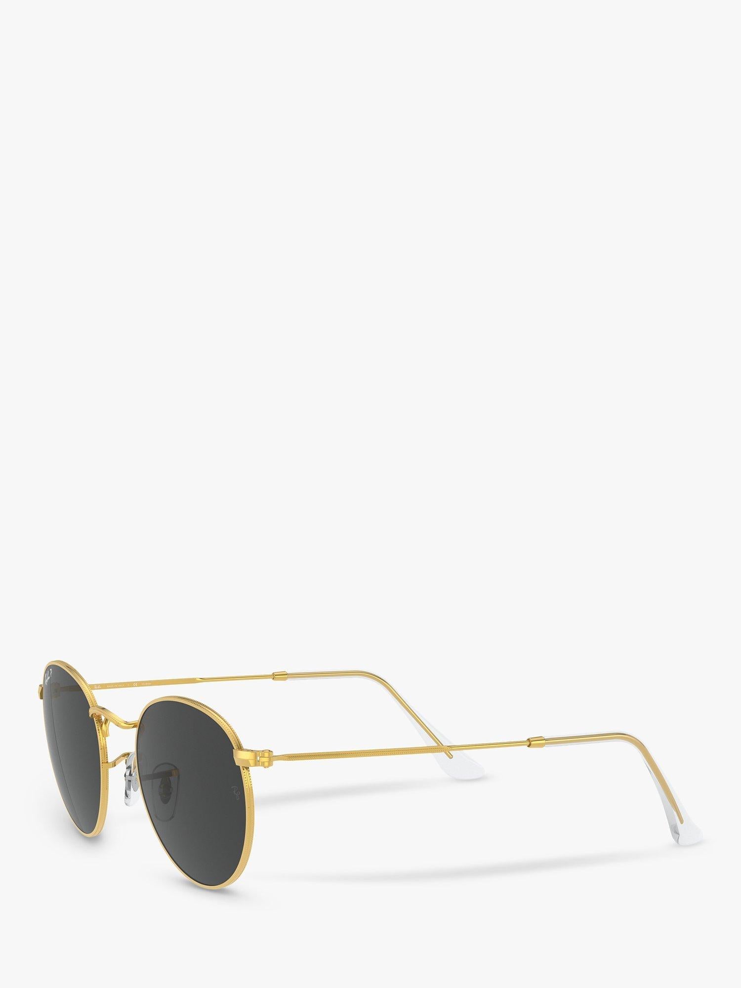 Ray-Ban RB3447 polarised round metal sunglasses gold/black - British product