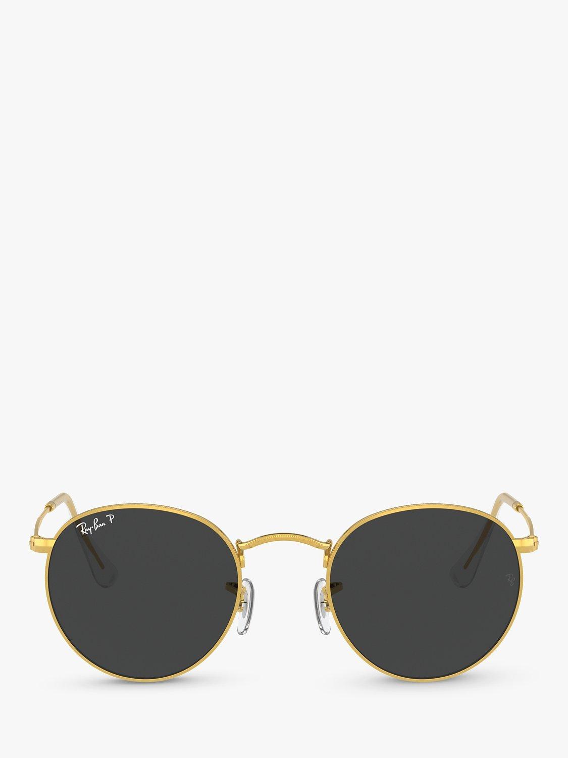 Ray-Ban RB3447 polarised round metal sunglasses gold/black - British product