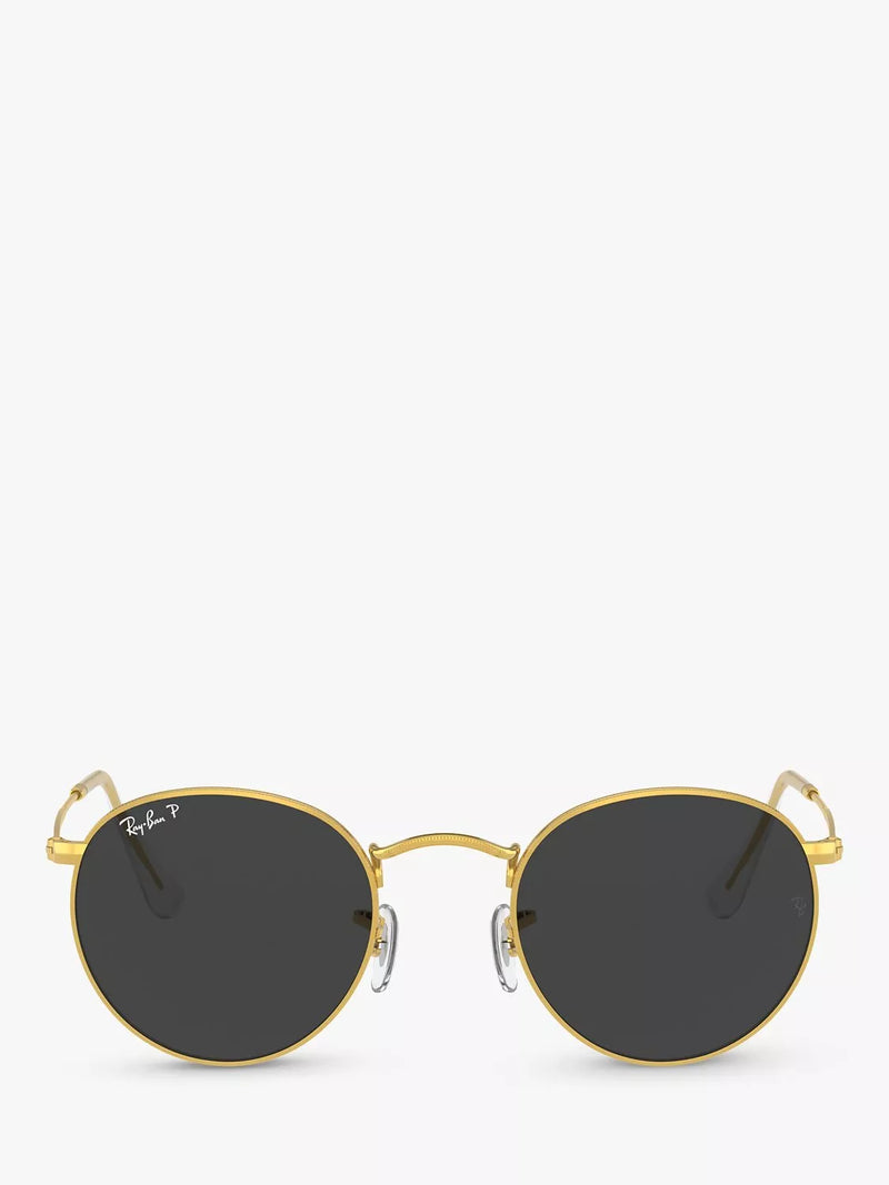 Ray-Ban RB3447 polarised round metal sunglasses gold/black - British product