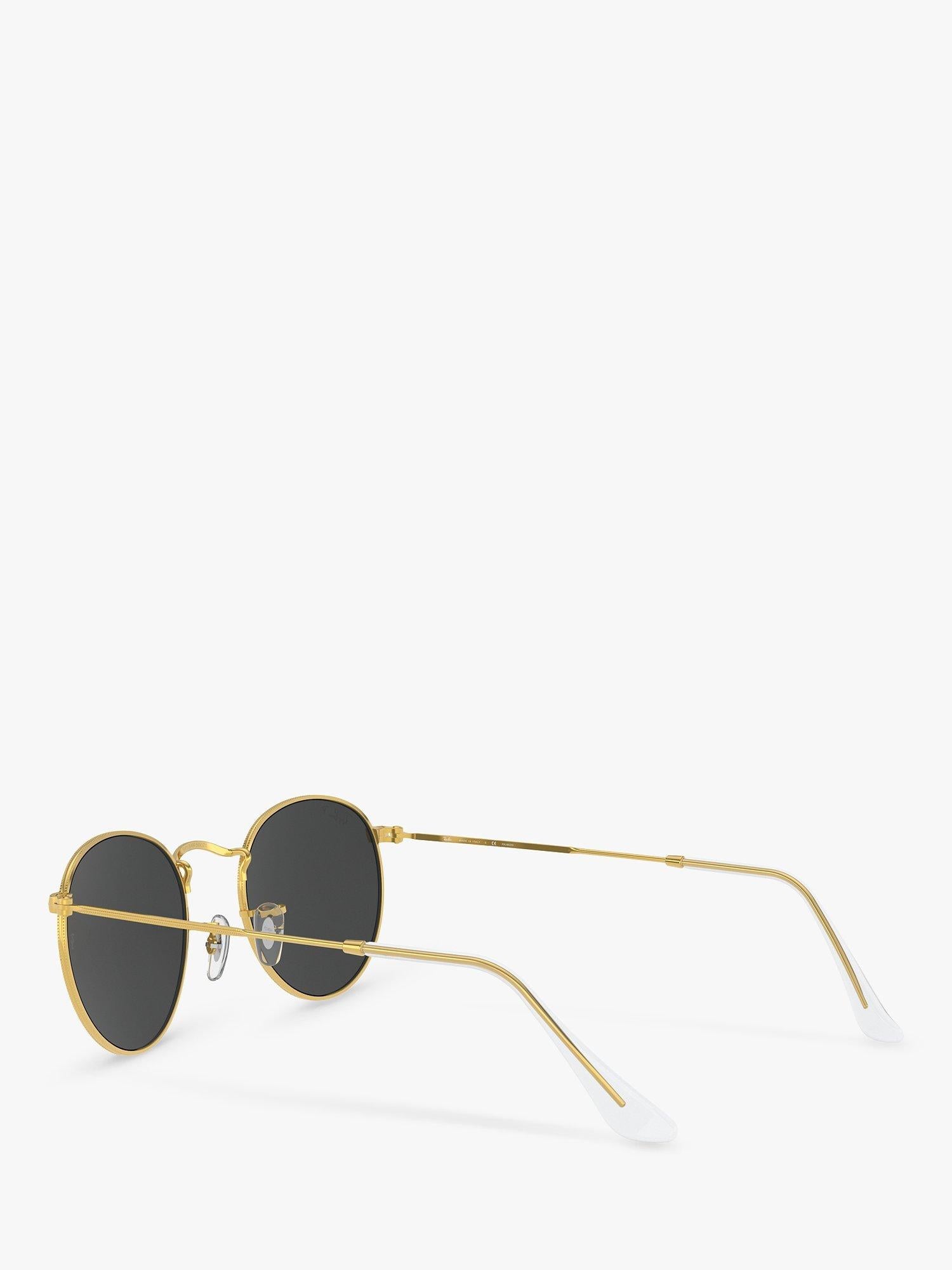 Ray-Ban RB3447 polarised round metal sunglasses gold/black - British product