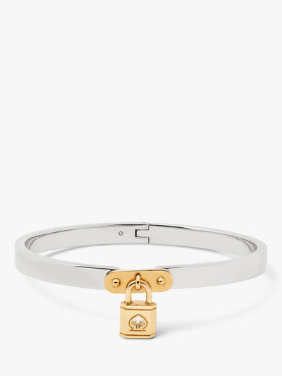 John Lewis Lock Charm Hinged Bangle Bracelet in Silver and Gold- Buy online at McGrocer