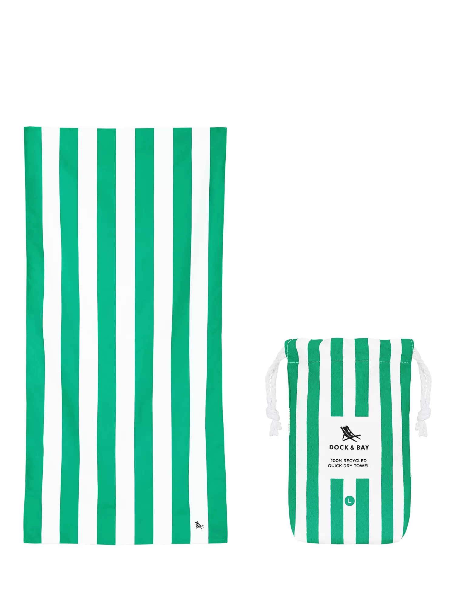 Dock & Bay Cabana Stripe Quick Dry Beach Towel - Cancun Green