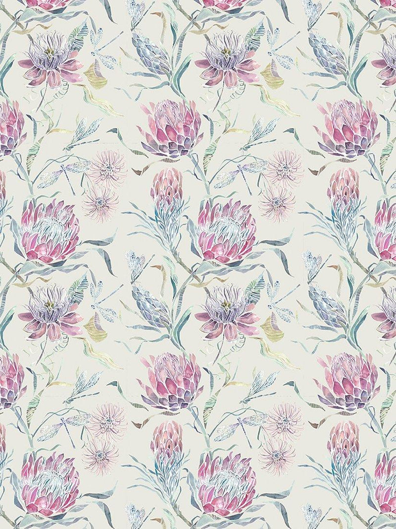 Voyage Moorehaven thistle dragonfly furnishing fabric on cotton linen (British brand)