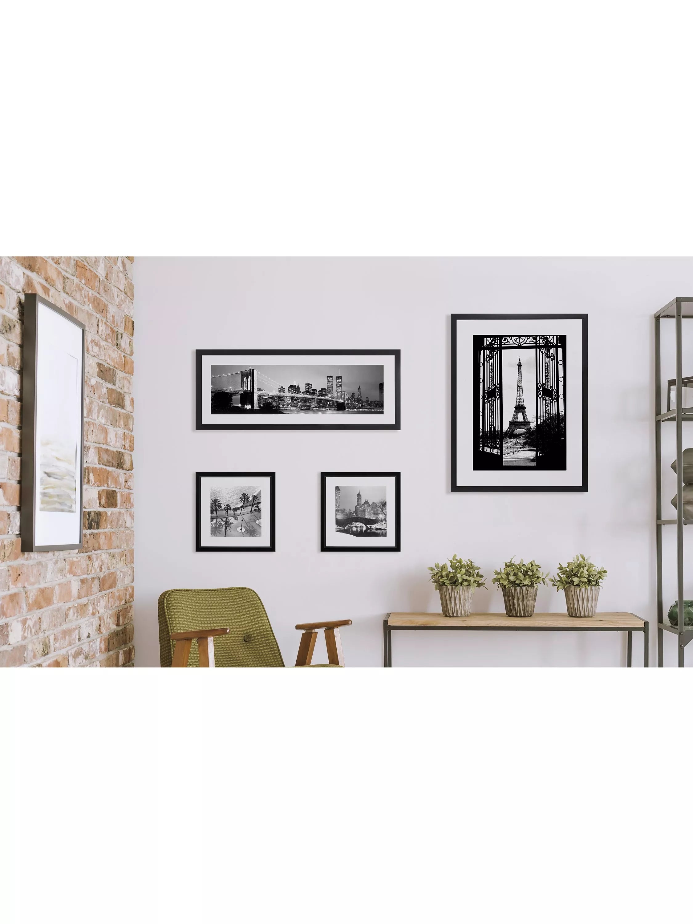 Brookpace Lascelles New York Skyline At Night framed print 38x101cm, imported from the UK
